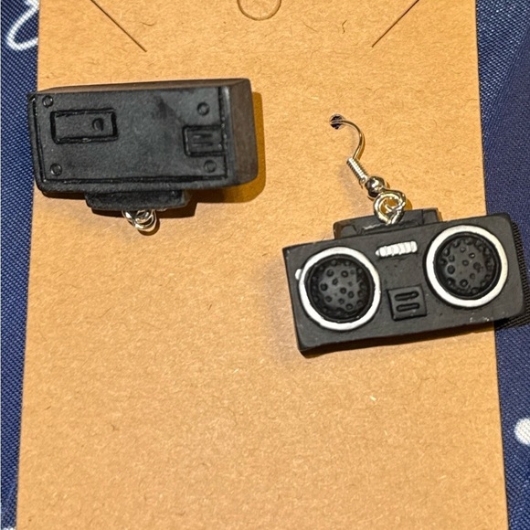 2/$35 Dangle Earrings Mini Boombox Model Tiny Radios Y2K 90s   Hip Hop Novelty - Picture 4 of 4